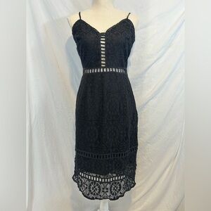 NSR Black‎ Lace Midi Dress Medium